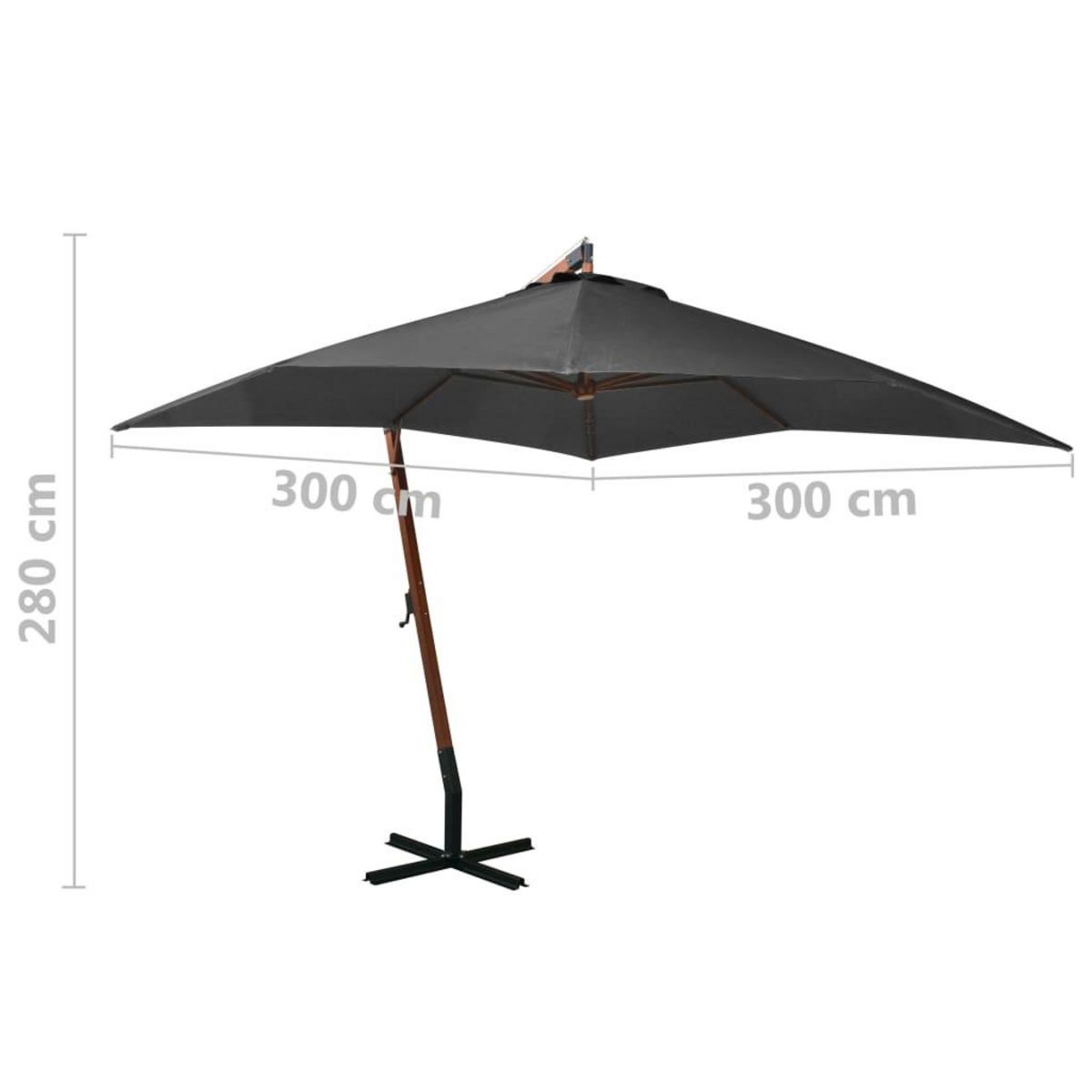 VIDAXL Parasol de jardin suspendu avec mat Anthracite bois de sapin