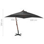 Voir la diapositive 6 : VIDAXL Parasol de jardin suspendu avec mat Anthracite bois de sapin
