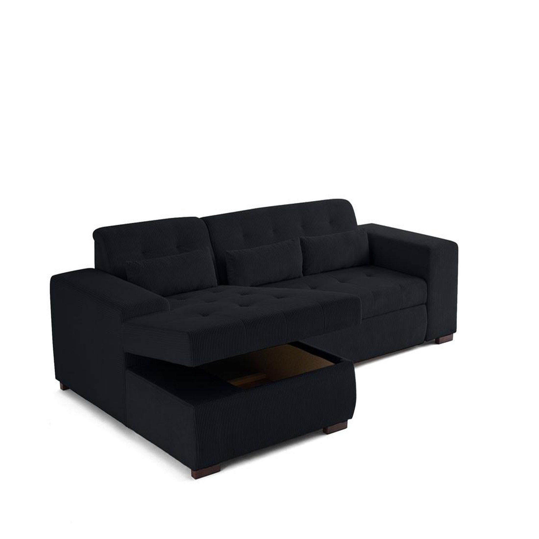 Voir la diapositive 4 : LISA DESIGN Vermont - canapé d'angle gauche - 4 places - convertible avec coffre - en velours côtelé