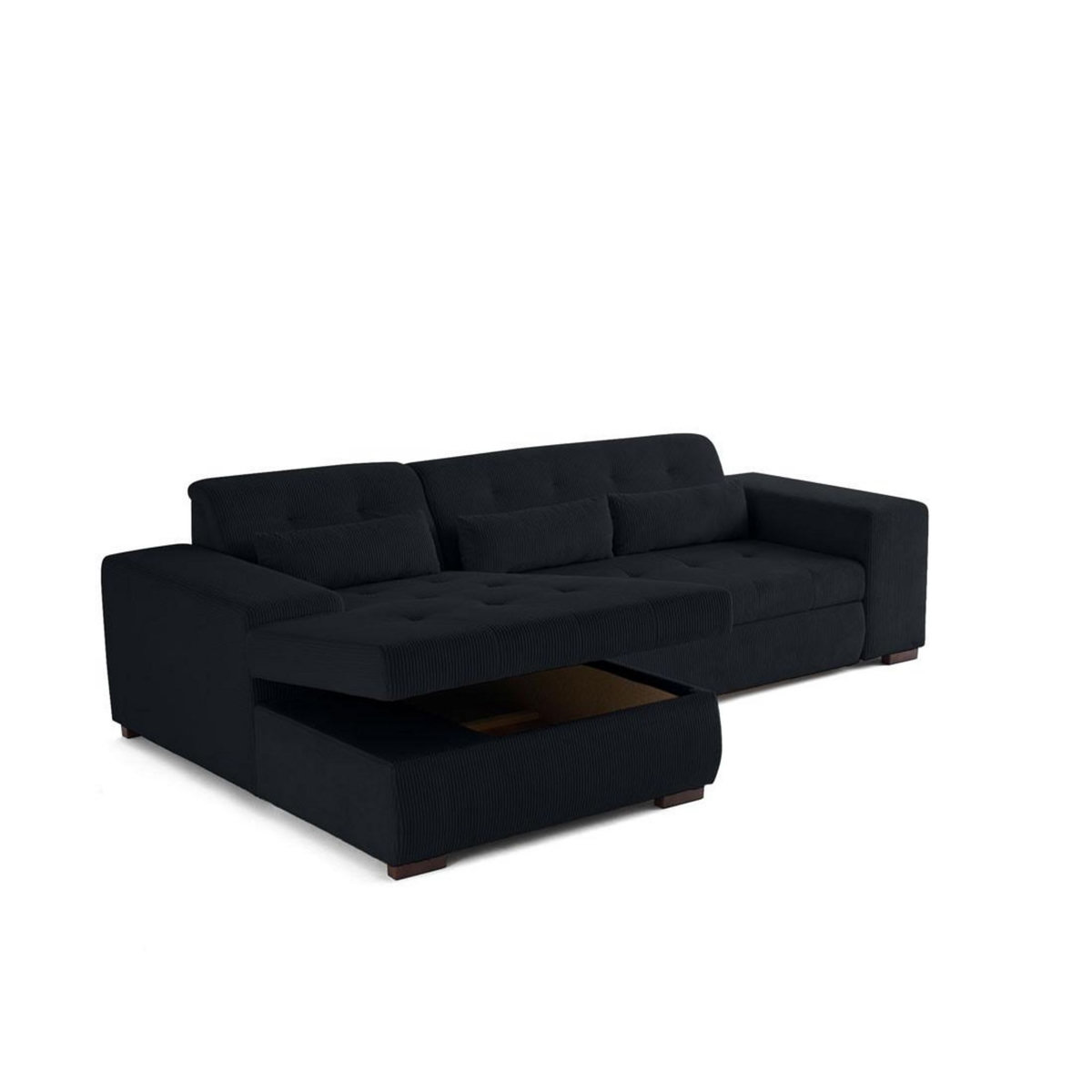 LISA DESIGN Vermont - canapé d'angle gauche - 4 places - convertible avec coffre - en velours côtelé