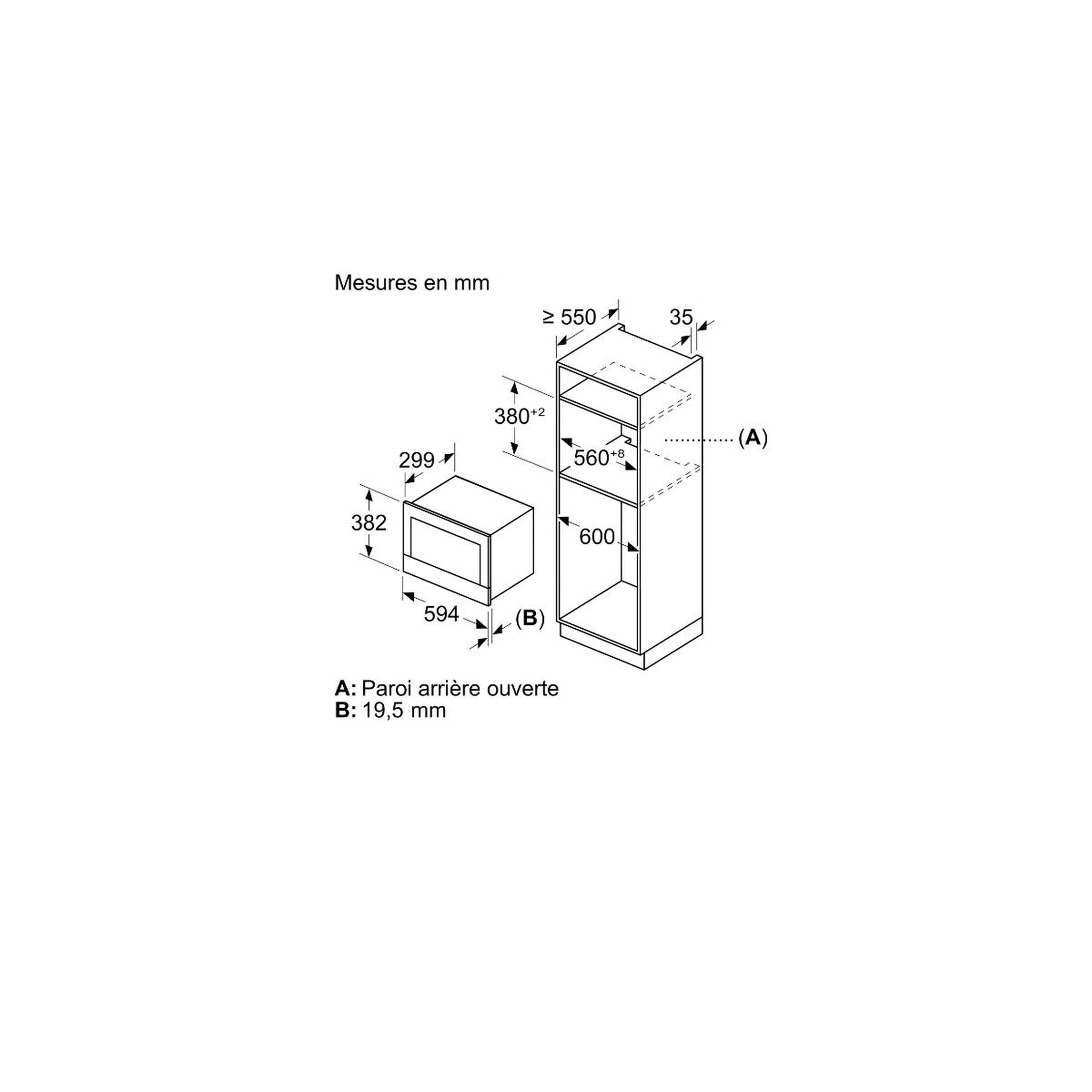 Voir la diapositive 6 : BOSCH Micro-ondes solo encastrable 21l 900w noir - BFR7221B1