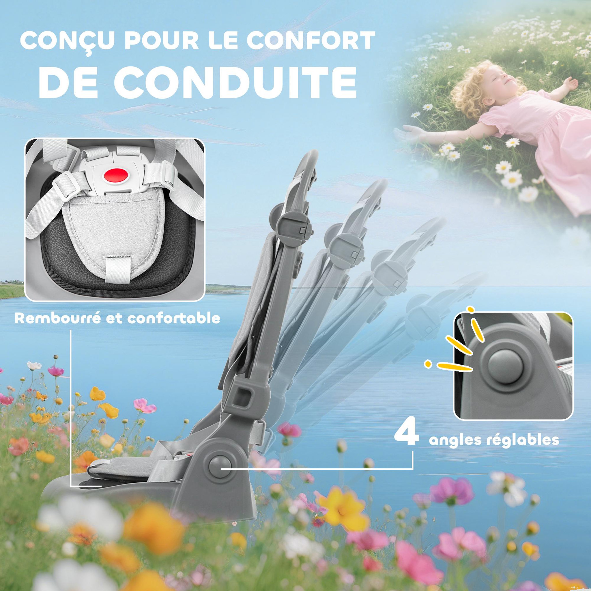 Voir la diapositive 5 : HOMCOM Tricycle évolutif pliable réglable 6 en 1 gris