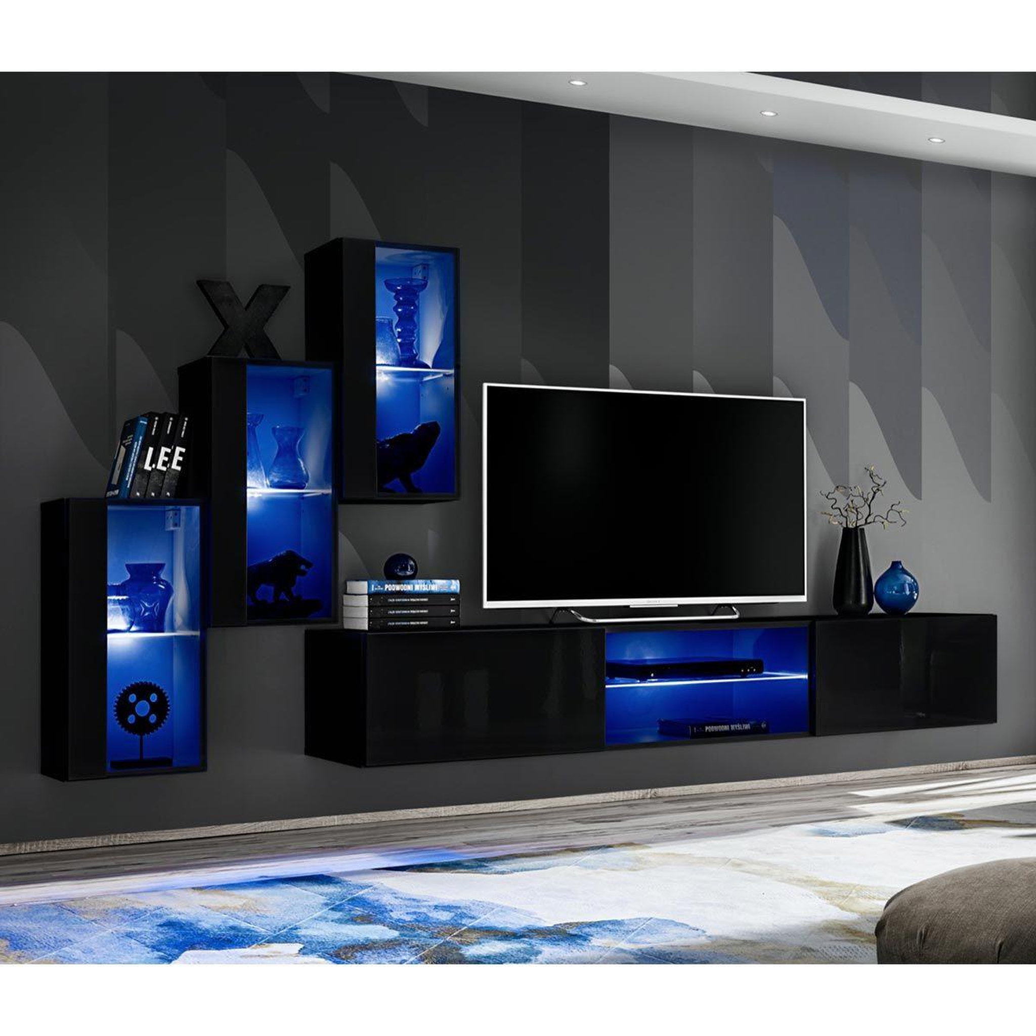 Paris Prix Ensemble meuble tv design  switch xxii  210cm noir