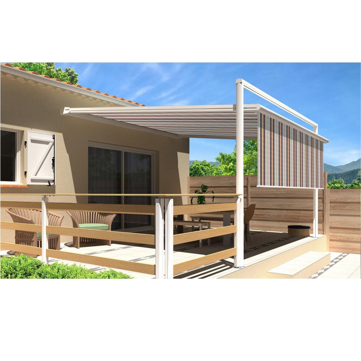 SUNSTYL Pergola blanche motorisée 4x4x2.5m MELODIE