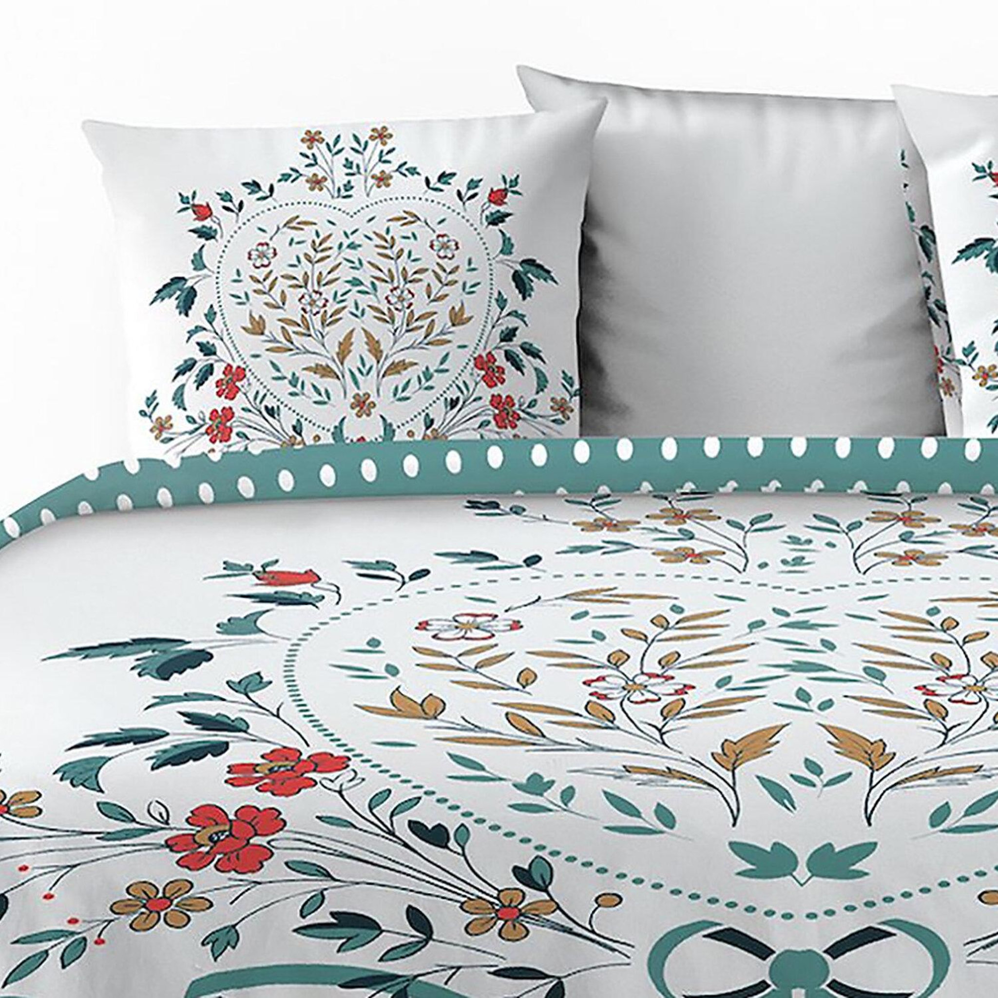 Voir la diapositive 4 : Les Ateliers du Linge Parure housse de couette 100% coton 47 fils/cm2 -capucine