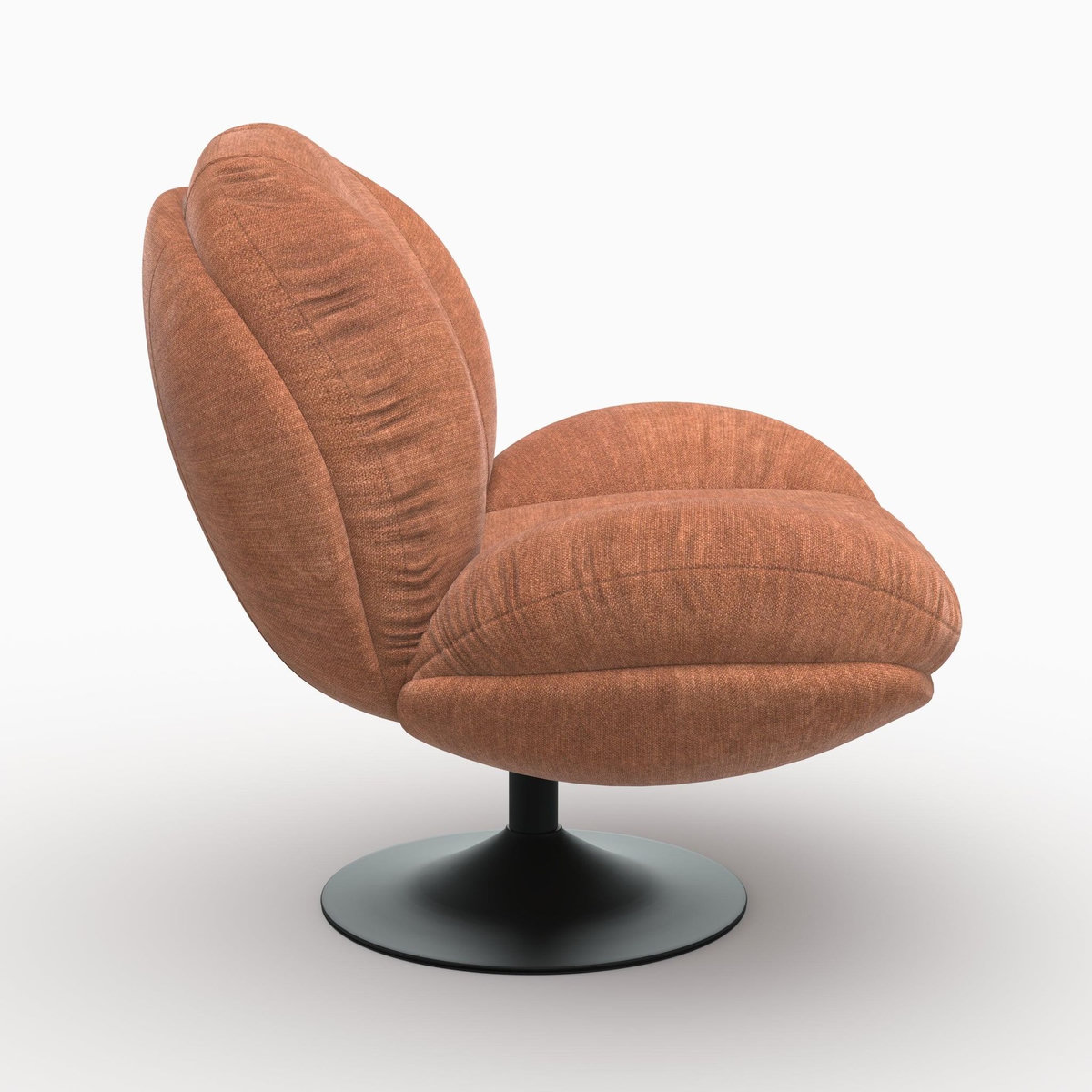 Rendez vous déco Fauteuil pivotant en tissu effet velours marron-Ricci