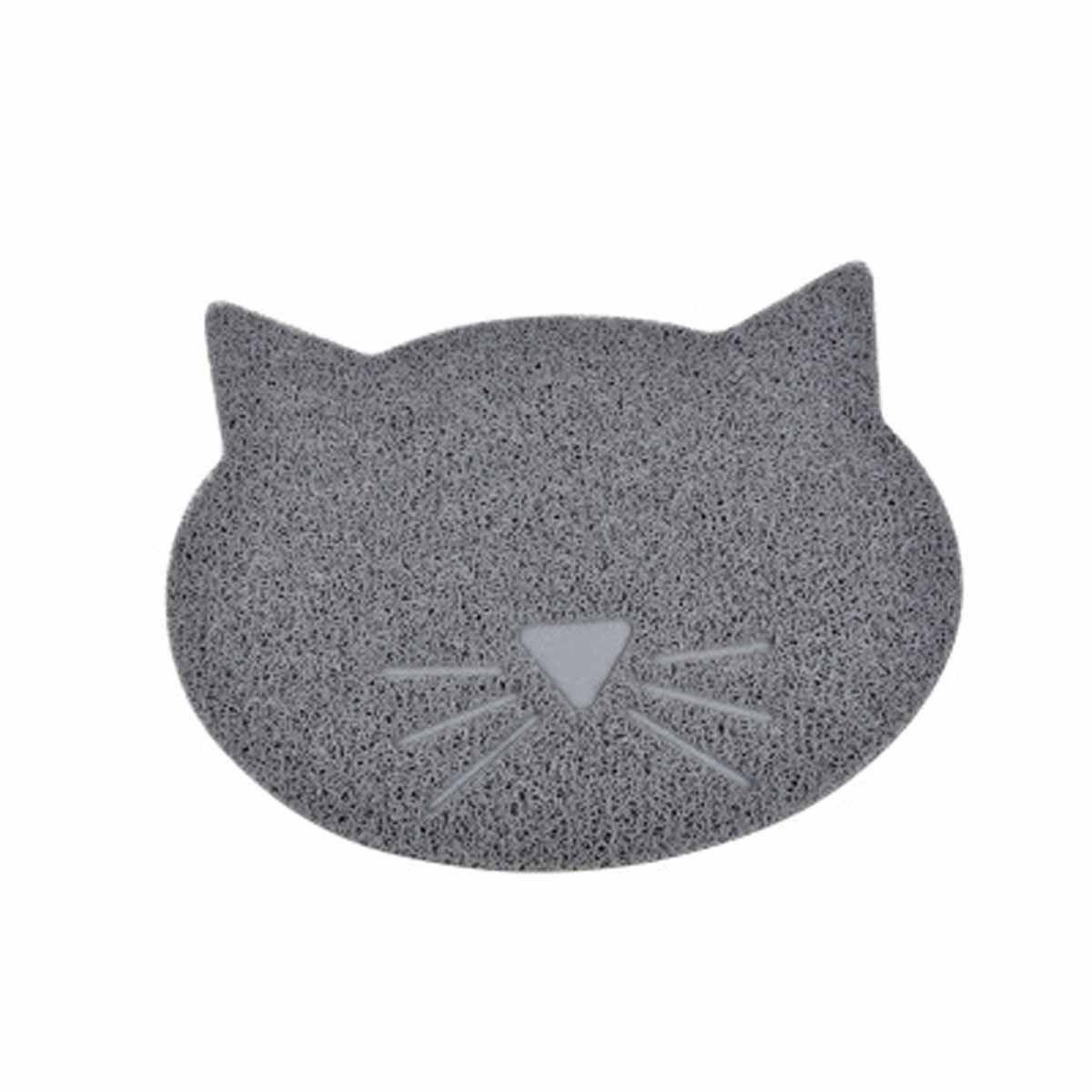 LOVE STORY Tapis Repas pour Chat  Tête de Chat  43cm Gris