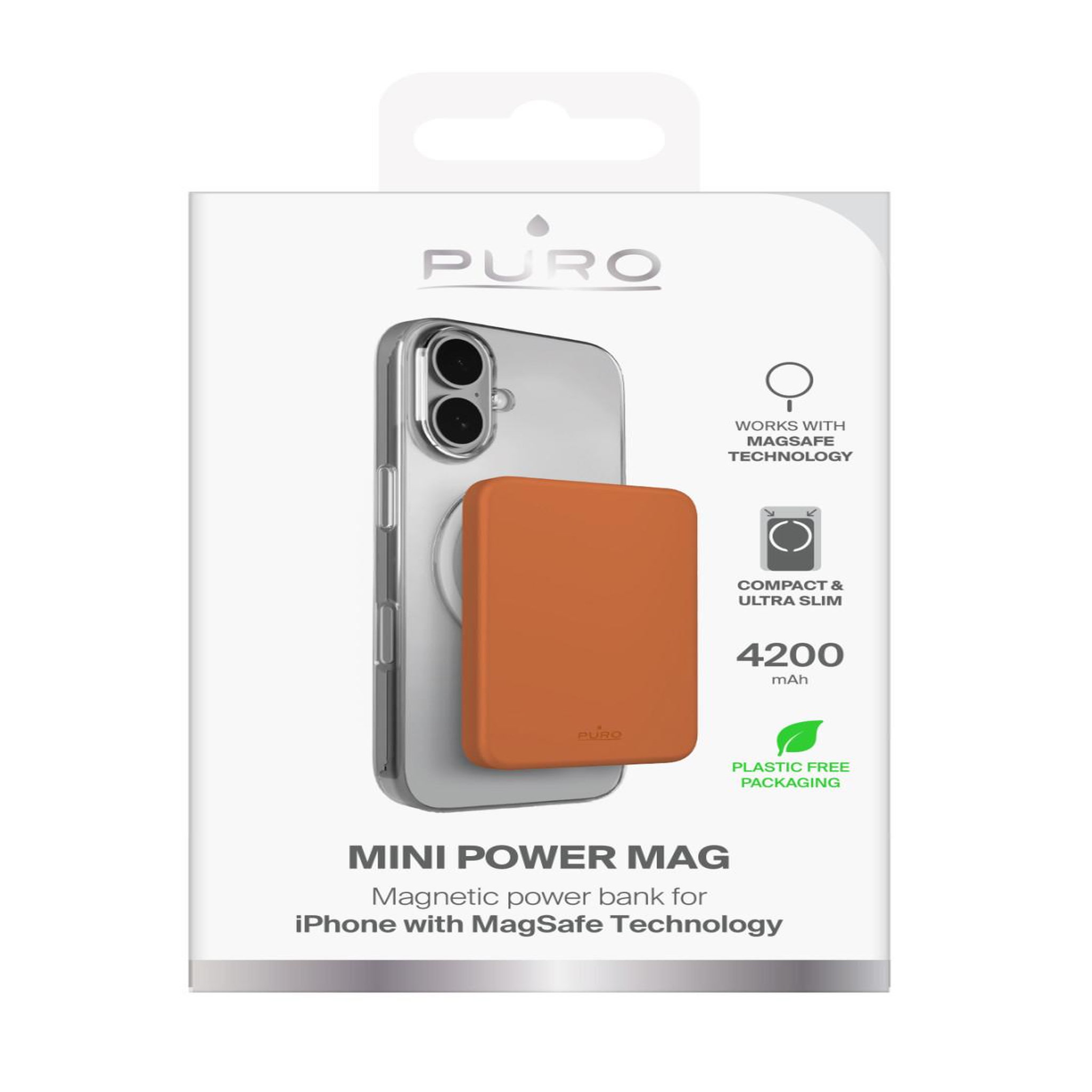 Voir la diapositive 3 : Puro PURO Mini Power Mag Lithium Polymère (LiPo) 4200 mAh Recharge sans fil Orange