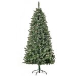 HOMCOM Sapin de Noël artificiel aspect enneigé Ø 86 x 180H cm 50 pommes de pin 718 branches épines imitation Nordmann grand réalisme