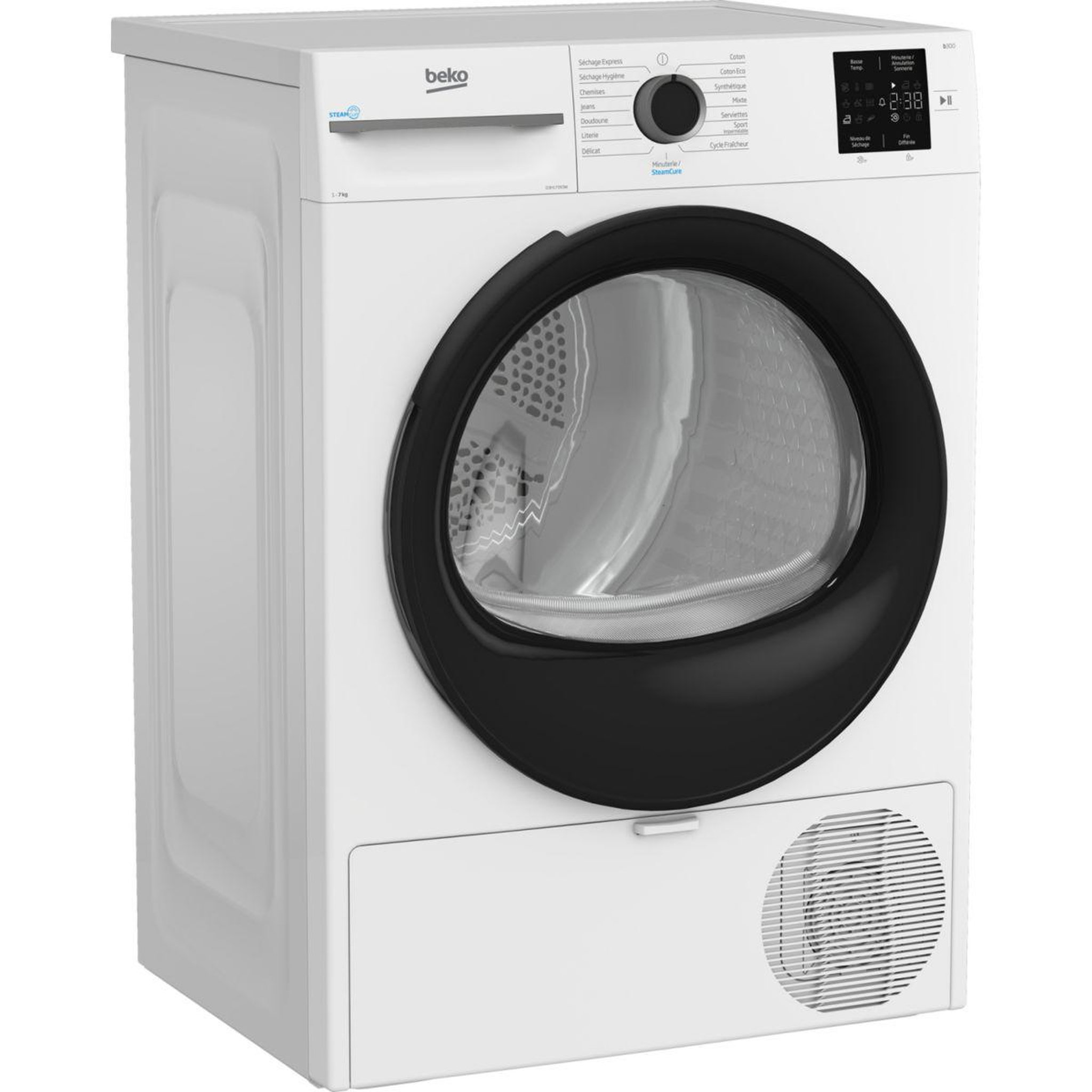 Voir la diapositive 3 : Beko Sèche linge pompe à chaleur D3H17393W 7kg - Soin quotidien & Anti-froissage