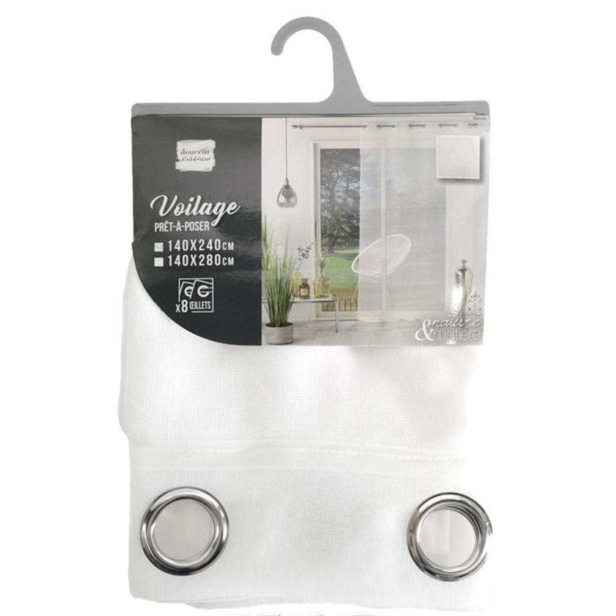 Paris Prix Rideau Voilage à Œillets  Ninon  140x240cm Blanc