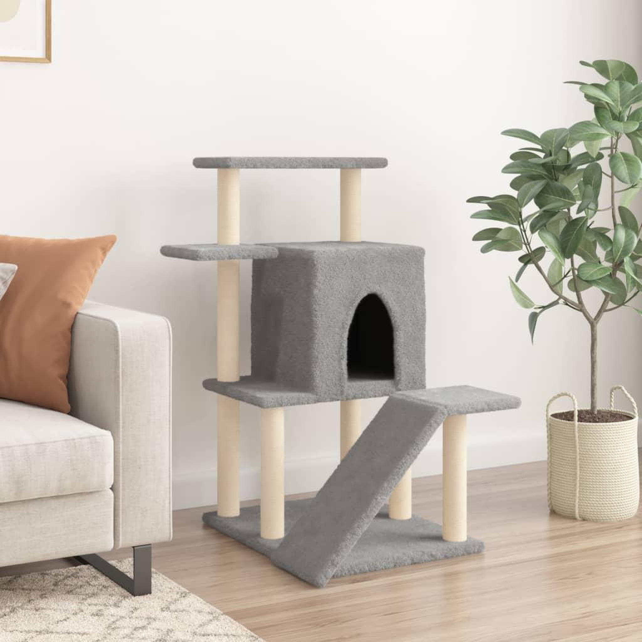 Voir la diapositive 3 : VIDAXL Arbre a chat avec griffoirs en sisal gris clair 97 cm