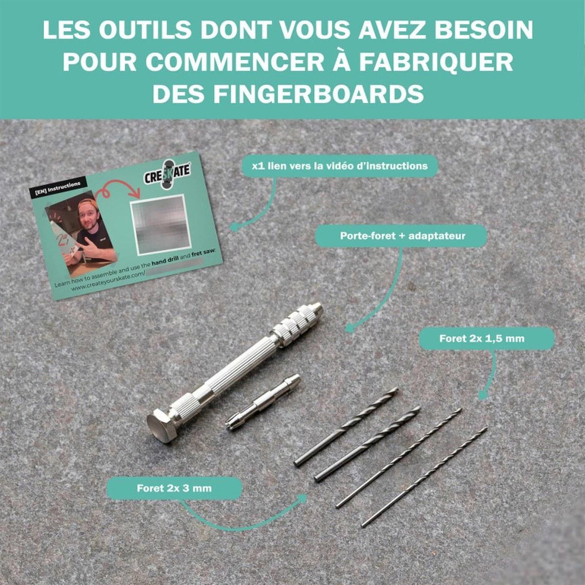 Voir la diapositive 4 : CRESKATE - Outil de Perçage pour Fingerboard