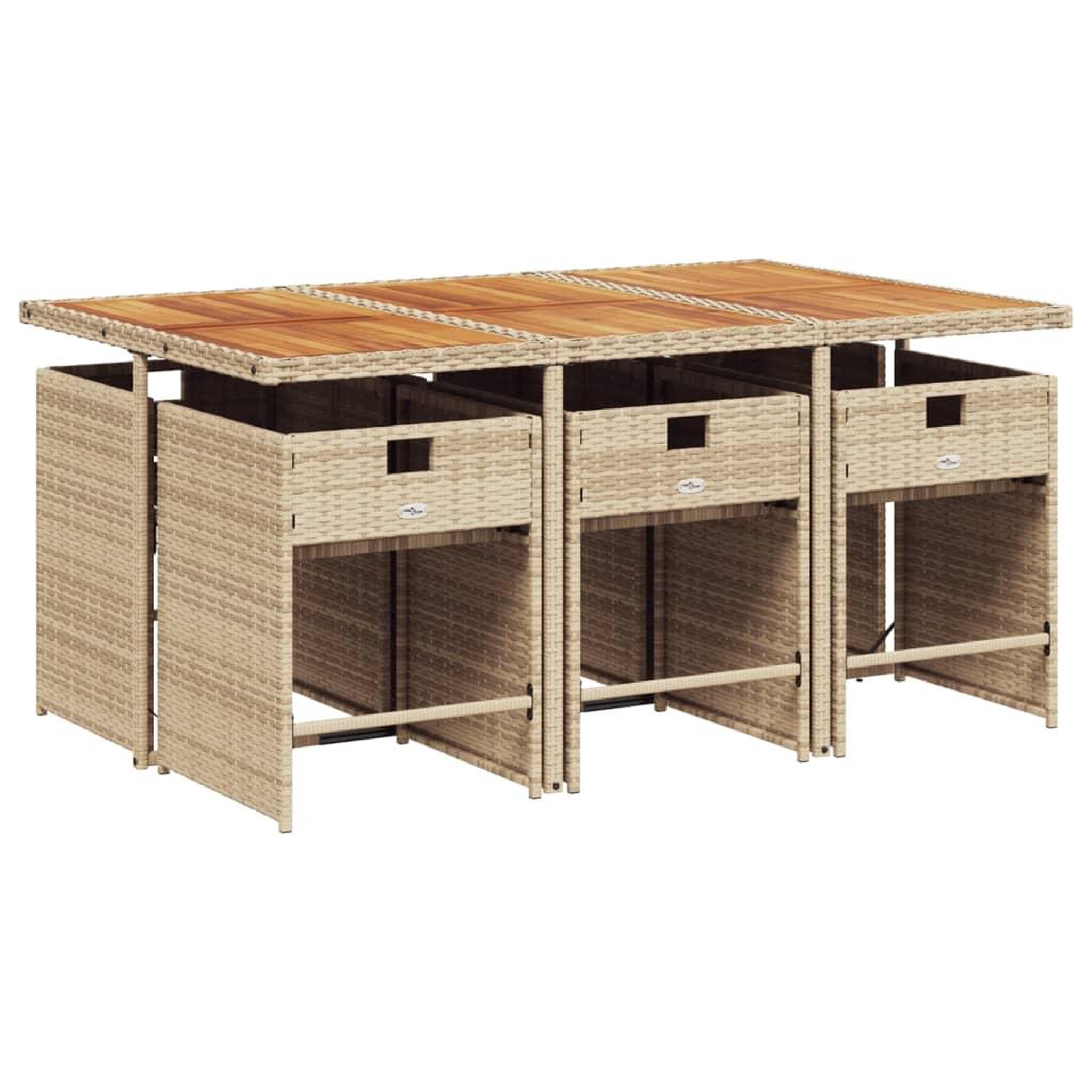 Voir la diapositive 3 : VIDAXL Ensemble a manger de jardin et coussins 7 pcs beige poly rotin