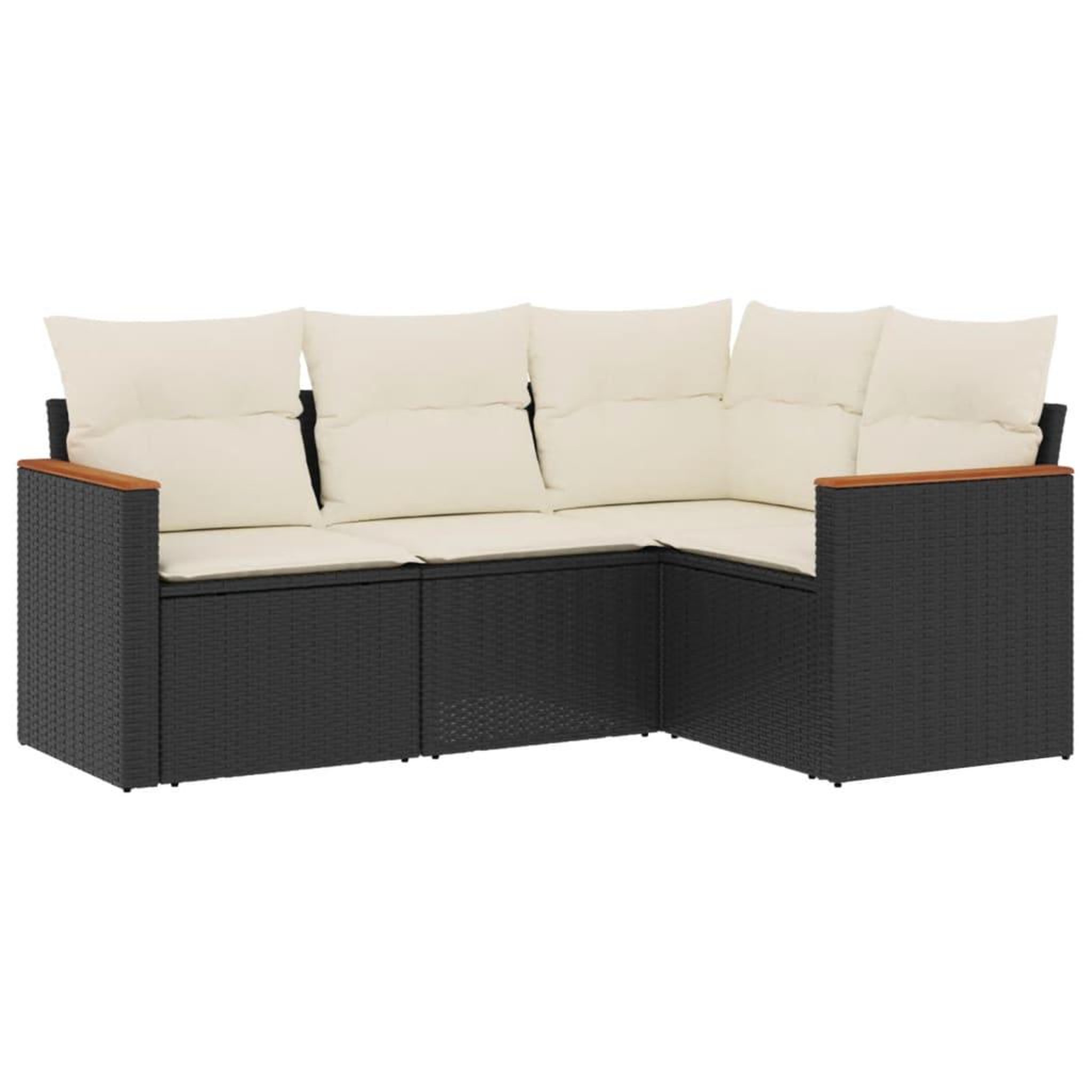 Voir la diapositive 2 : VIDAXL Salon de jardin 4 pcs avec coussins noir resine tressee
