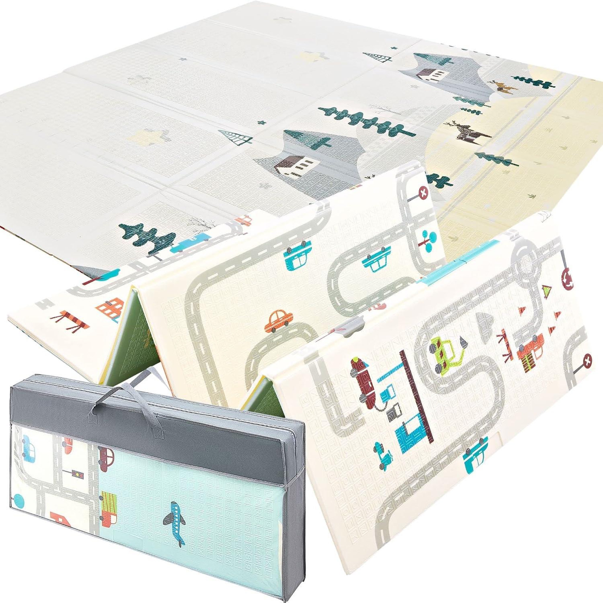 MAMABRUM Mamabrum Tapis D'éveil Bébé Tapis Jeux en Mousse 180 x 200, Double Face XXL - Pliant- Antidérapant