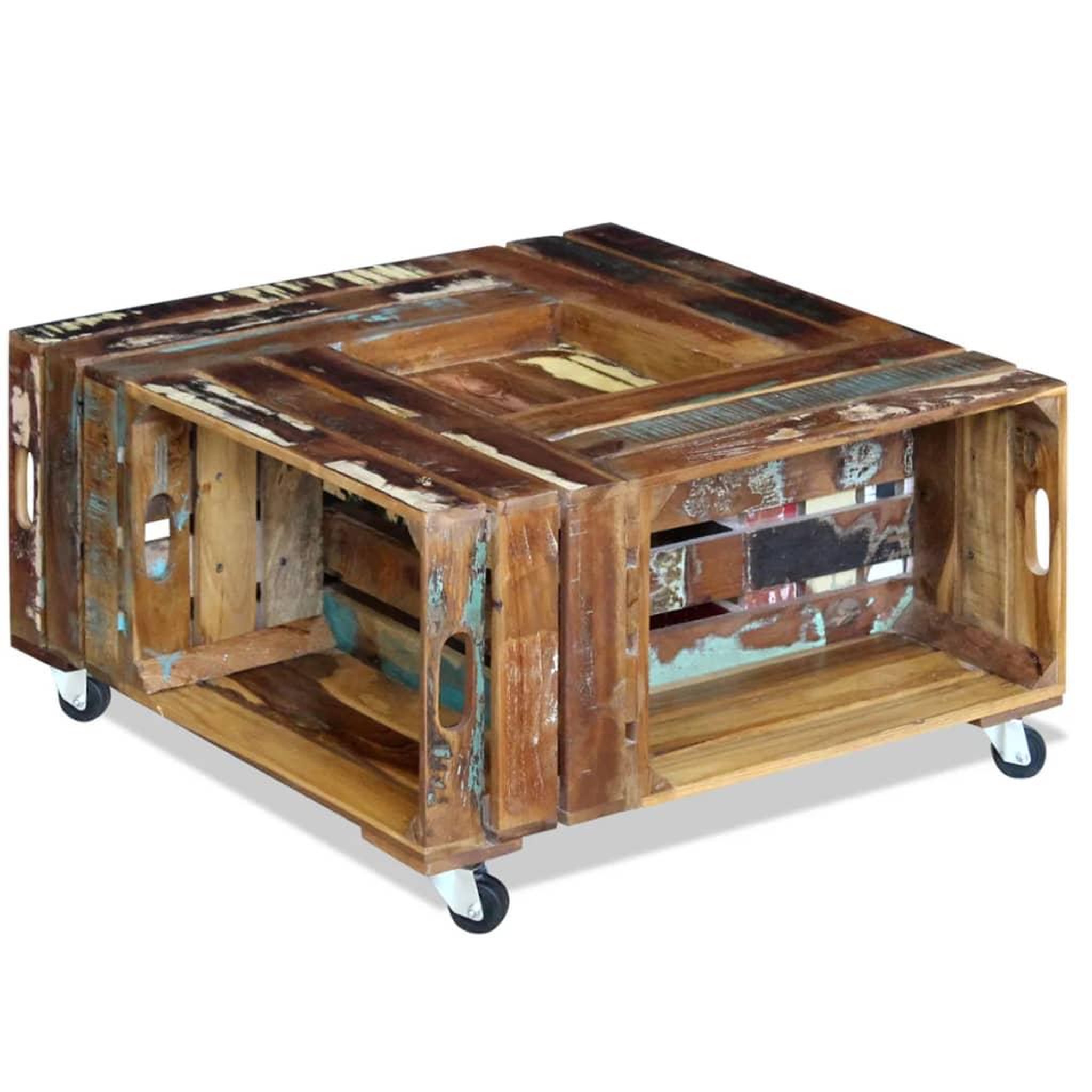 Voir la diapositive 3 : VIDAXL Table basse bois de recuperation massif 70x70x35 cm
