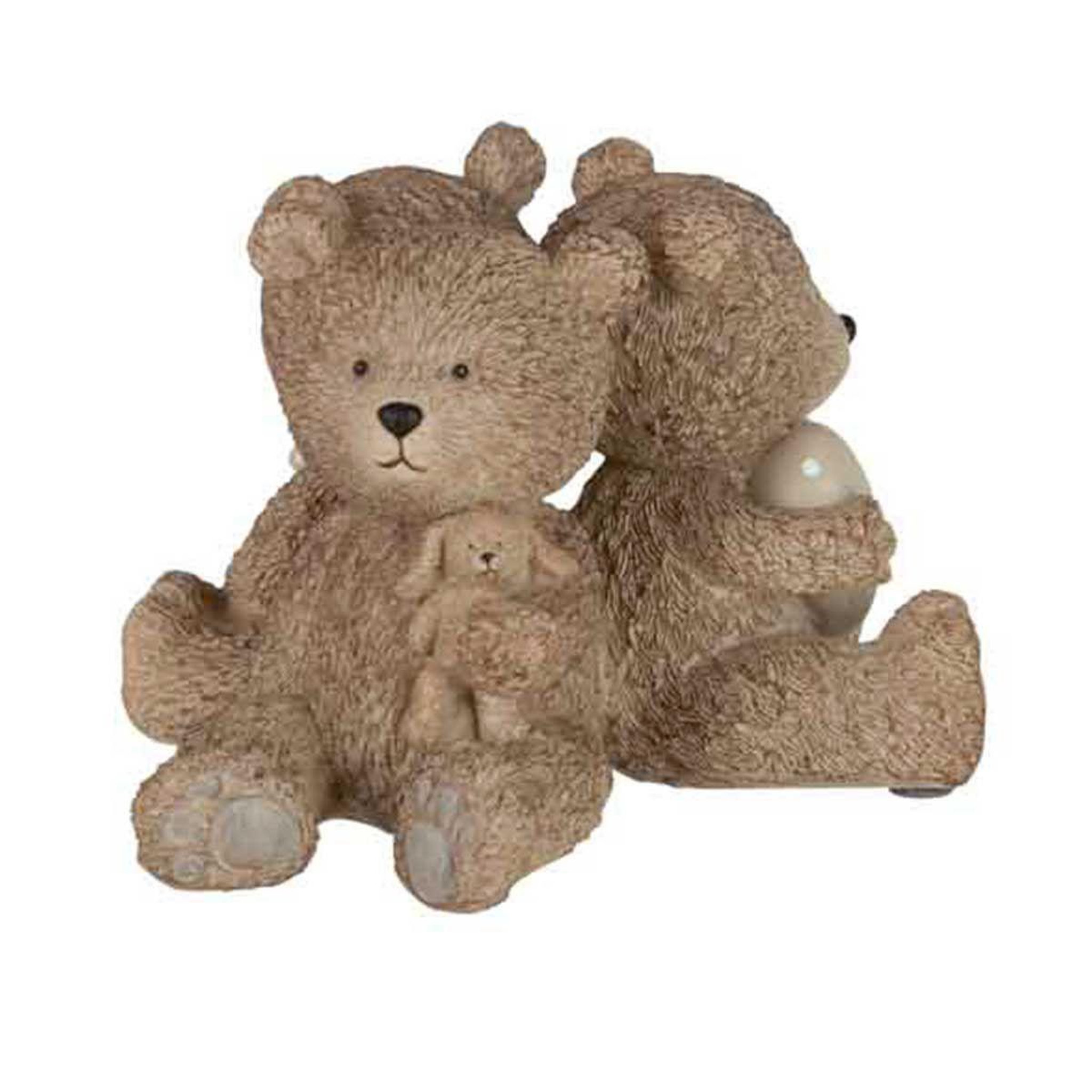 Voir la diapositive 3 : J-LINE Statuette déco enfant  3 ours  17cm marron