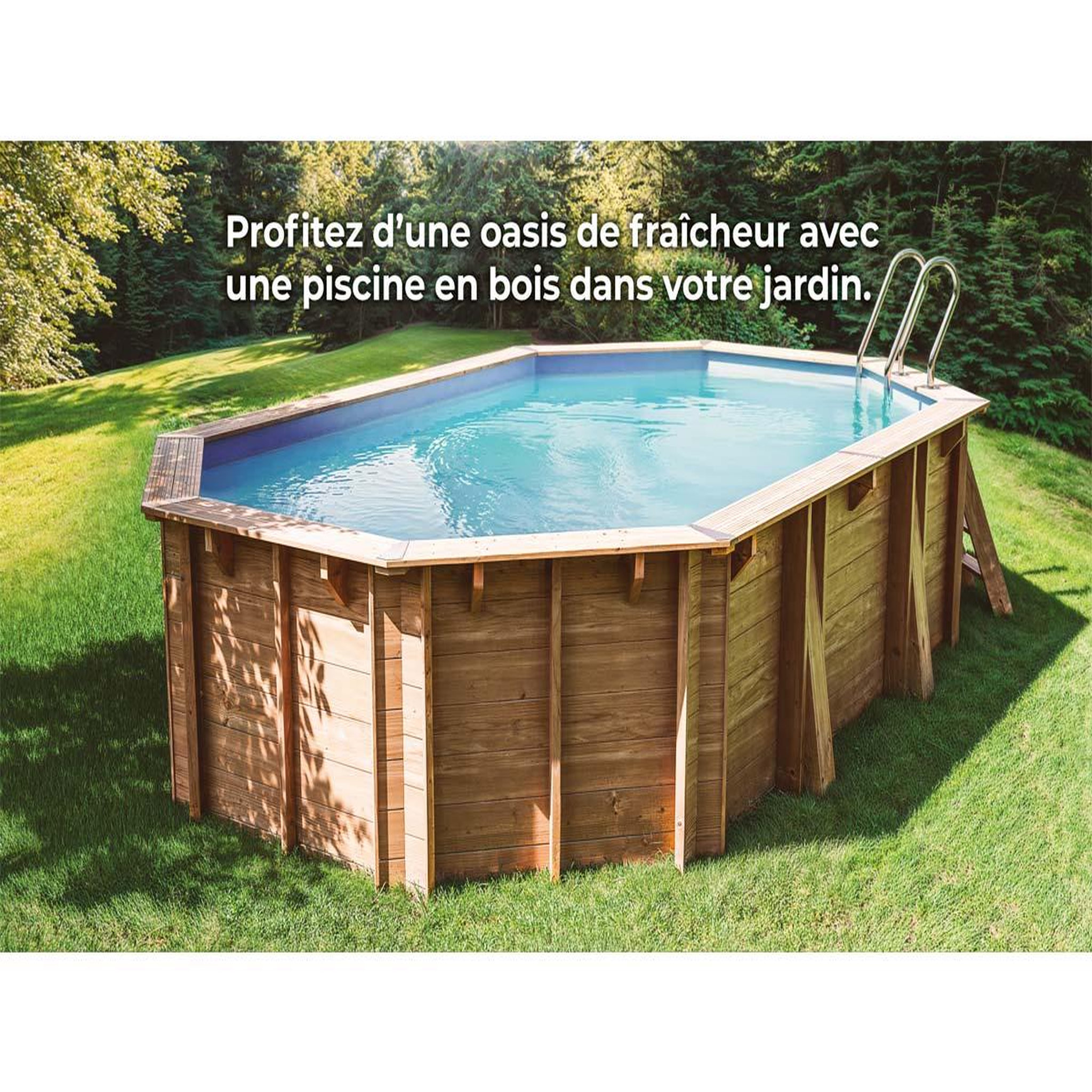 Voir la diapositive 3 : GRE Piscine bois Orange 7,55 x 4,56 x 1,46 m - Gré
