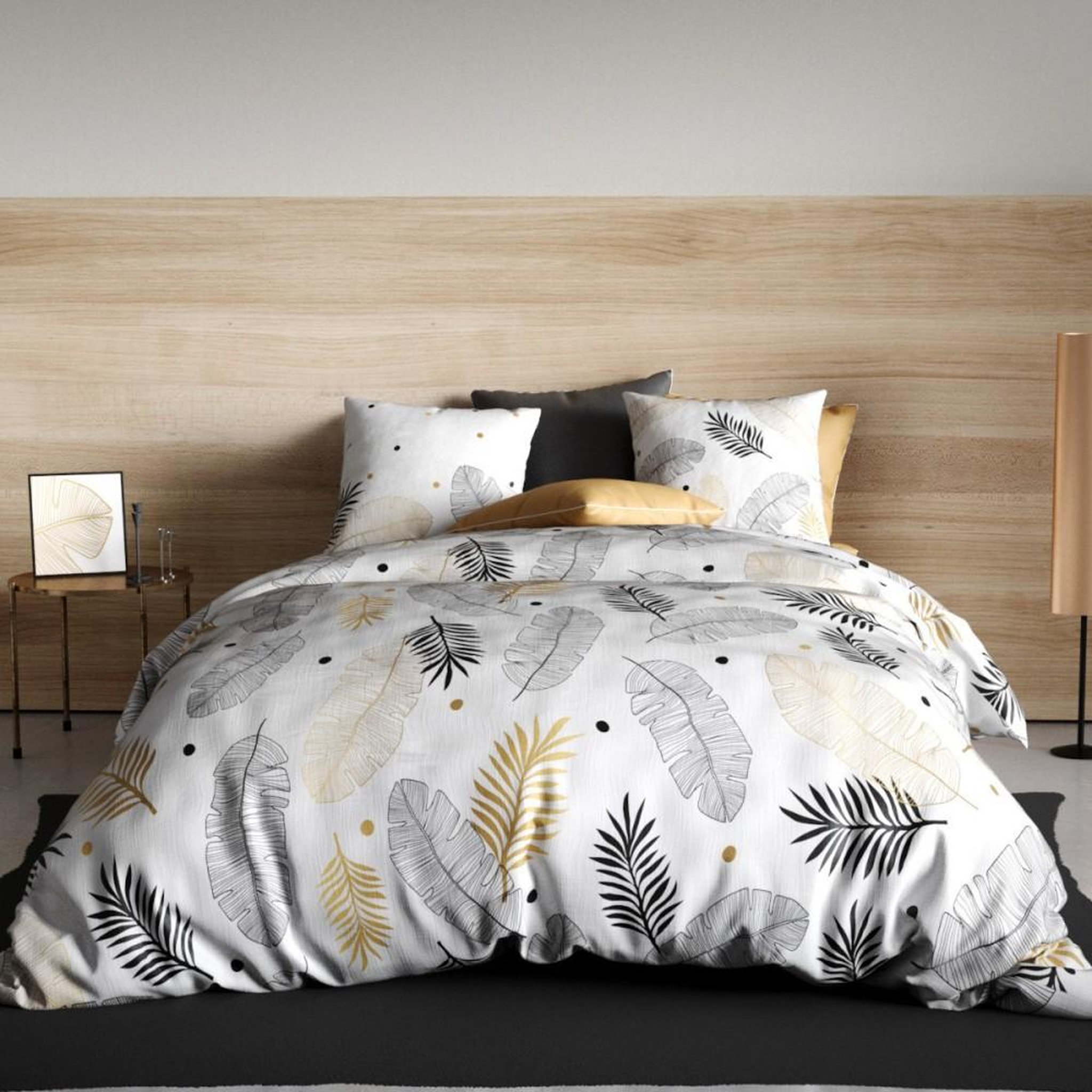 Voir la diapositive 1 : ATELIER DU COTON Housse de couette 200x200 ENVOLE + 2 taies coton 57 fils