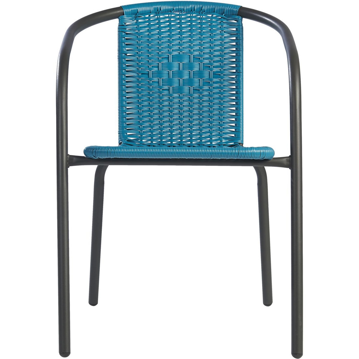 GARDENSTAR Chaise de jardin - Acier/rotin - Bleu azur - BISTROT