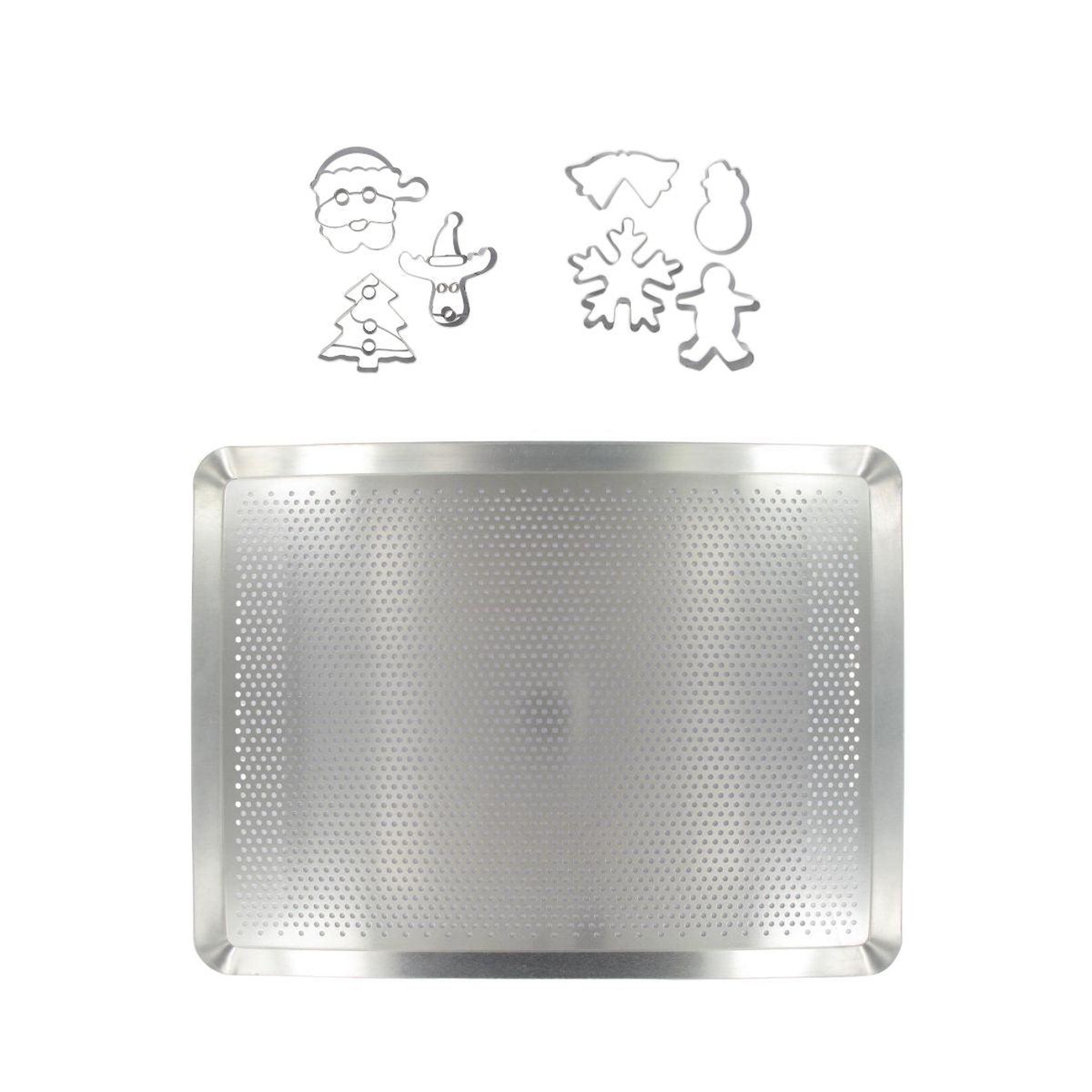ZENKER Plaque de cuisson four microperforée de 40 x 30 cm et 7 emporte-pièces de noël inox zenker noël