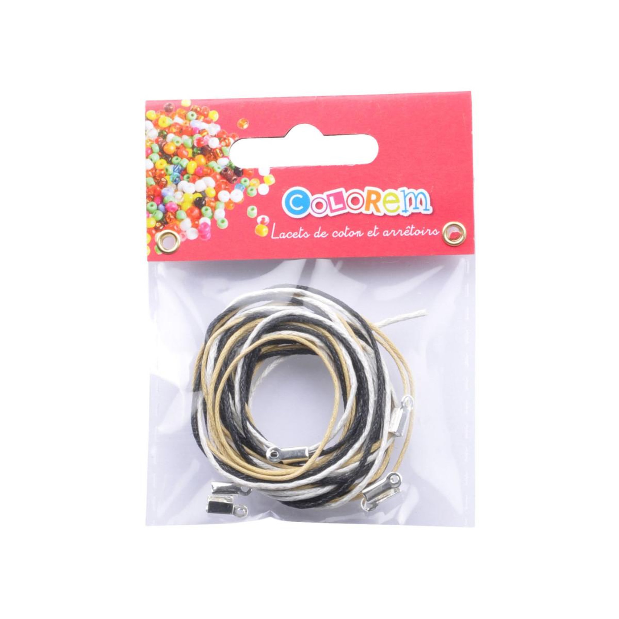 Voir la diapositive 2 : HOMEA Lot de Lacets avec Arrêtoirs en Coton  Créa  9cm Naturel