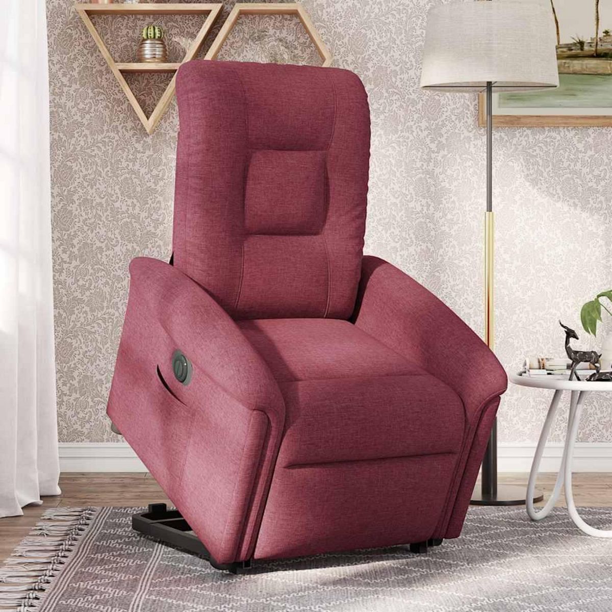 VIDAXL Fauteuil inclinable electrique rouge bordeaux tissu