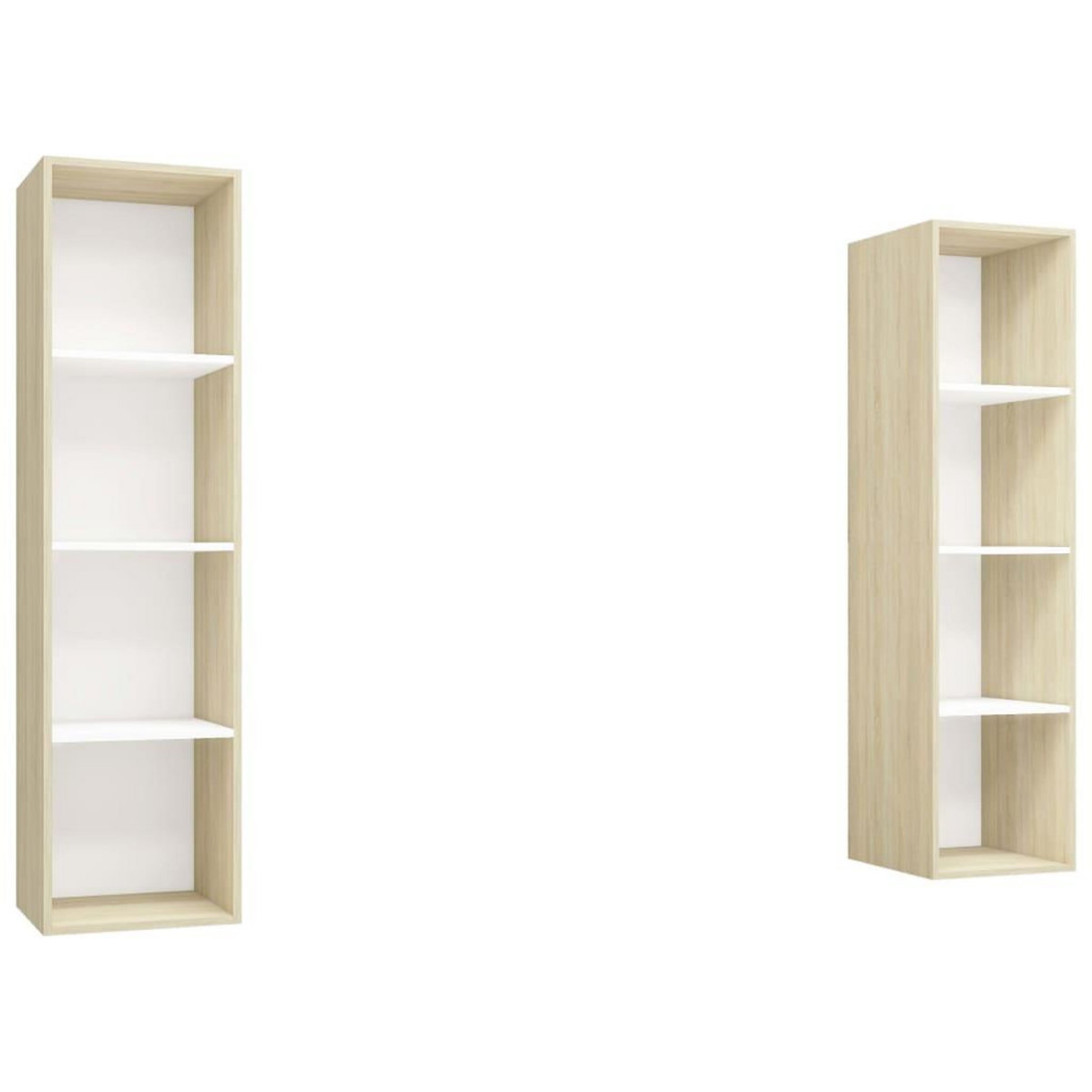 VIDAXL Meubles TV muraux 2 pcs Blanc et chene sonoma Bois d'ingenierie