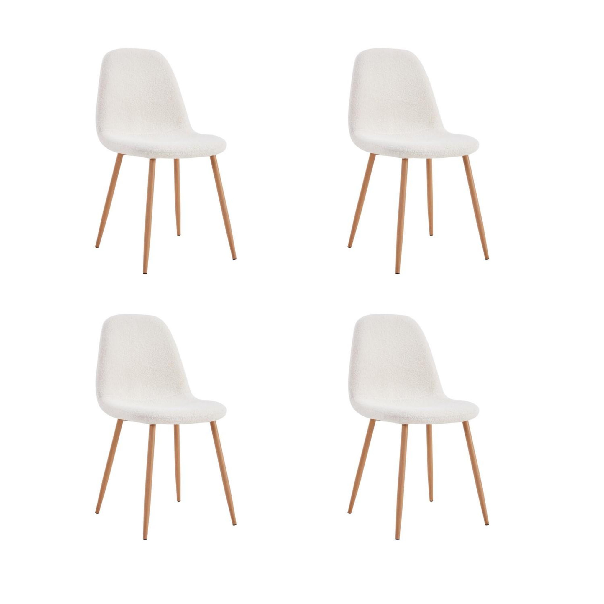 TOILINUX Lot de 4 chaises en bouclette freya - blanc