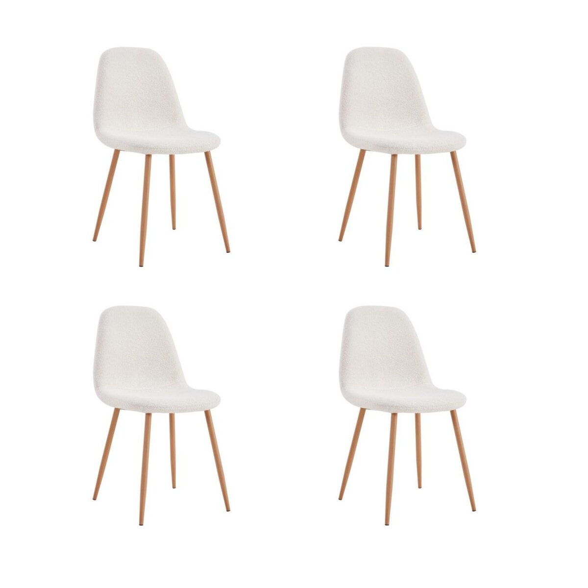 TOILINUX Lot de 4 chaises en bouclette FREYA - Blanc
