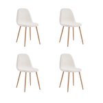 TOILINUX Lot de 4 chaises en bouclette FREYA - Blanc