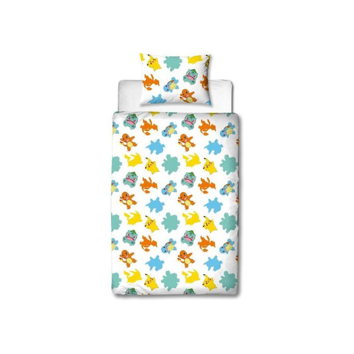 Pokemon Parure de lit - POKEMON - Starter Evolution II - Microfibre - 1 housse de couette 140 x 200 cm + 1 taie 63 x 63 cm