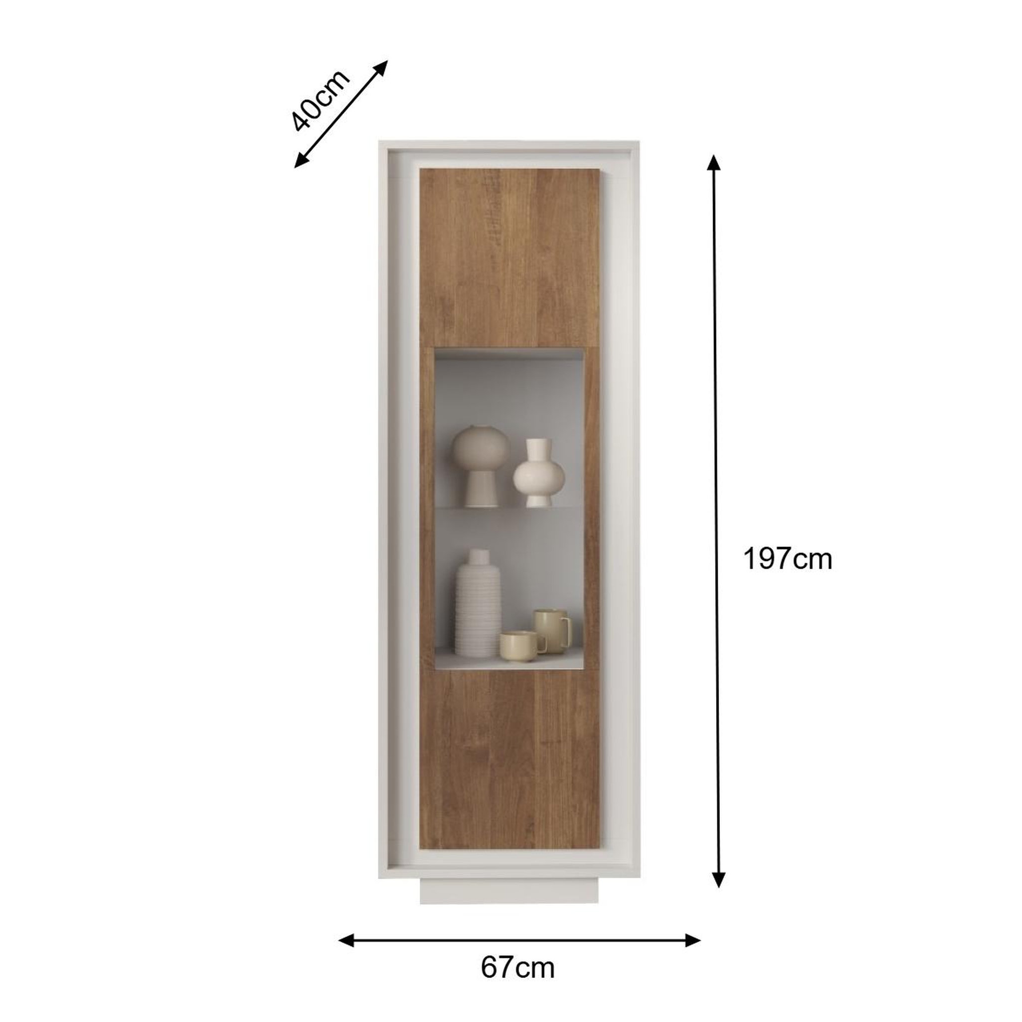 Voir la diapositive 6 : JLC KREATION Vitrine 1 porte salle à manger blanc et noyer YORI