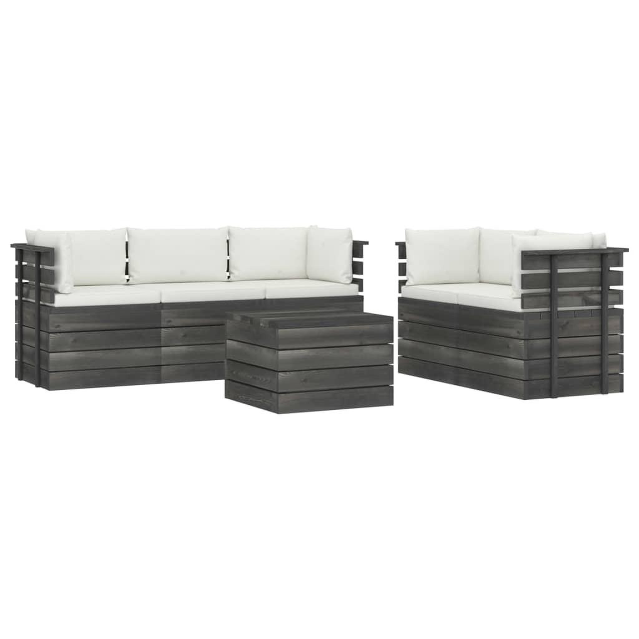 Voir la diapositive 2 : VIDAXL Salon palette de jardin 6 pcs avec coussins Bois de pin massif