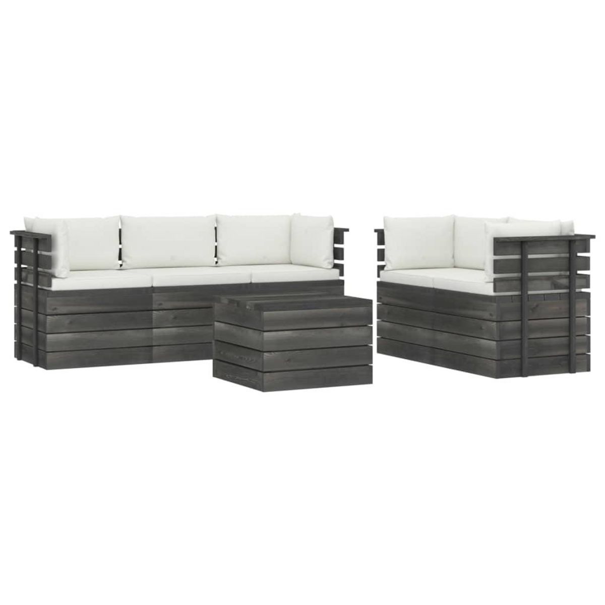 VIDAXL Salon palette de jardin 6 pcs avec coussins Bois de pin massif