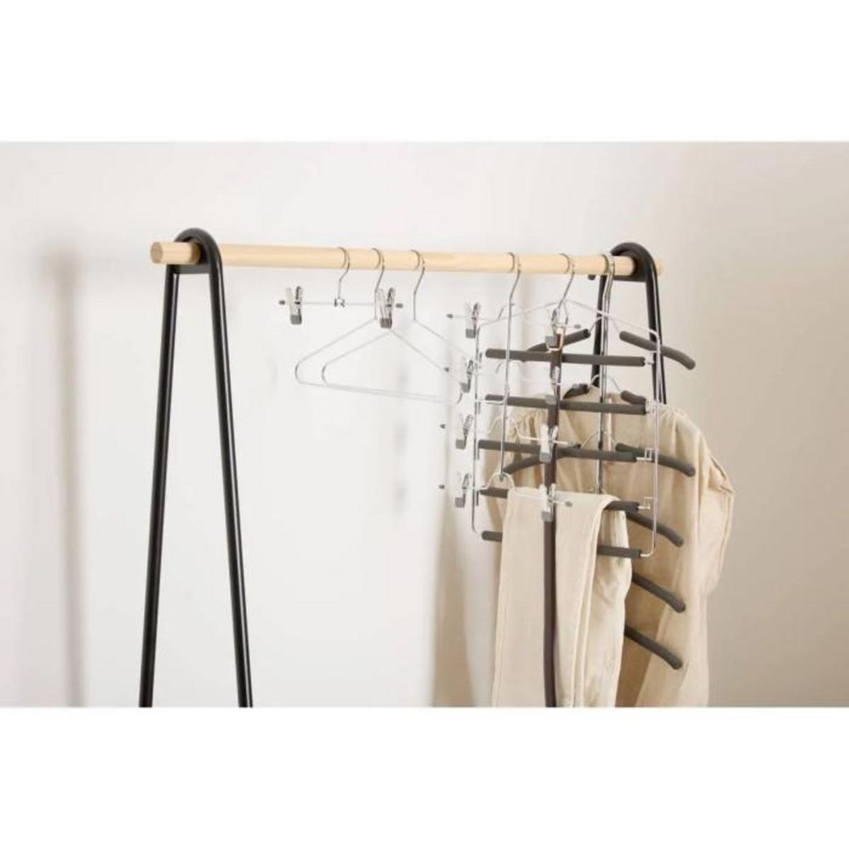 FIVE Cintre 6 Chemises en Métal & Mousse  Eva  56cm Gris