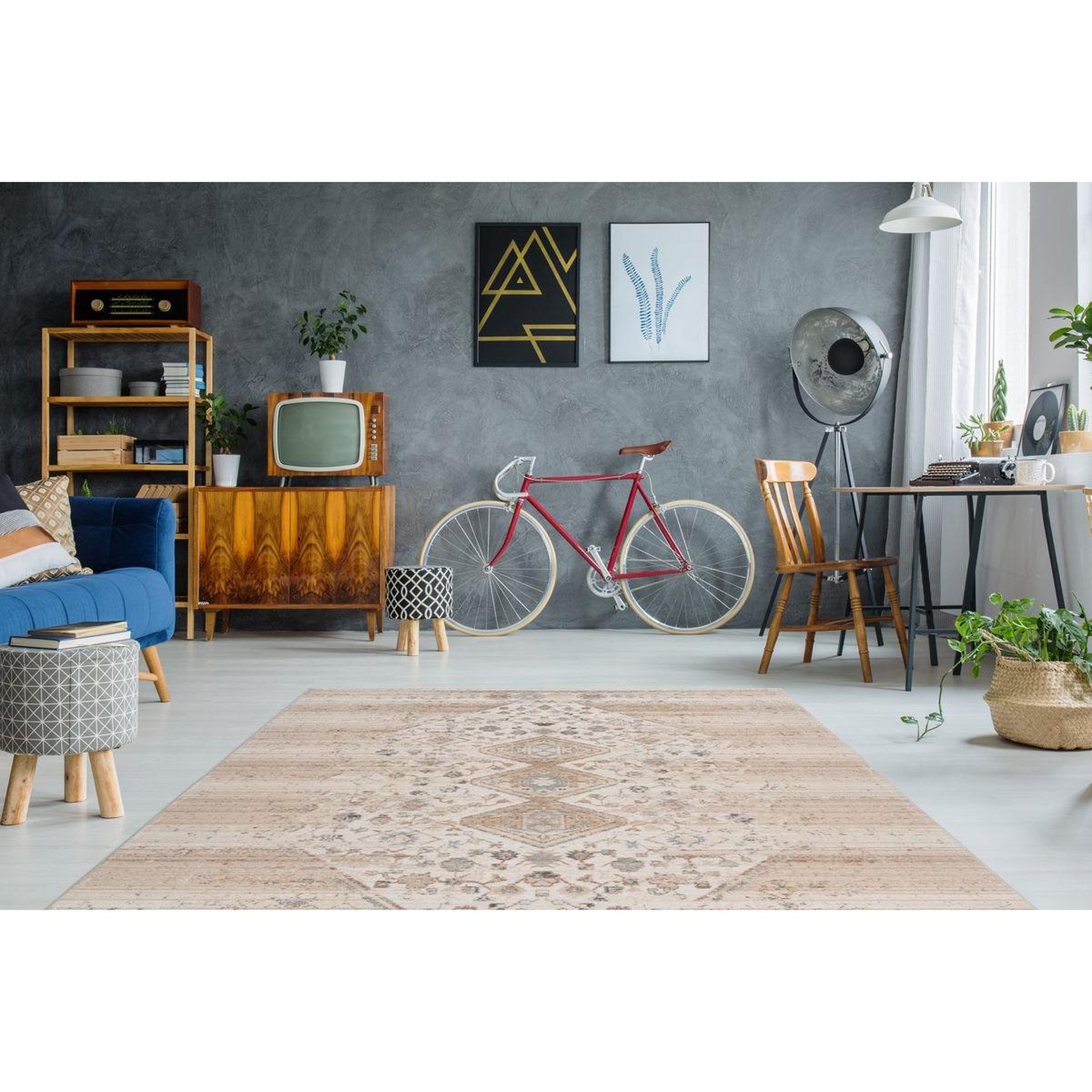 Voir la diapositive 2 : Paris Prix Tapis vintage à poils courts  baroque xi  beige