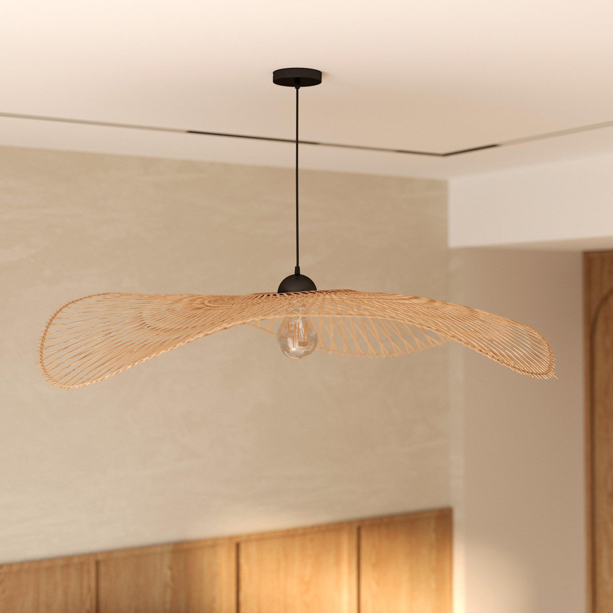Rendez vous déco Suspension D100 cm en bambou avec fil noir-Jipi