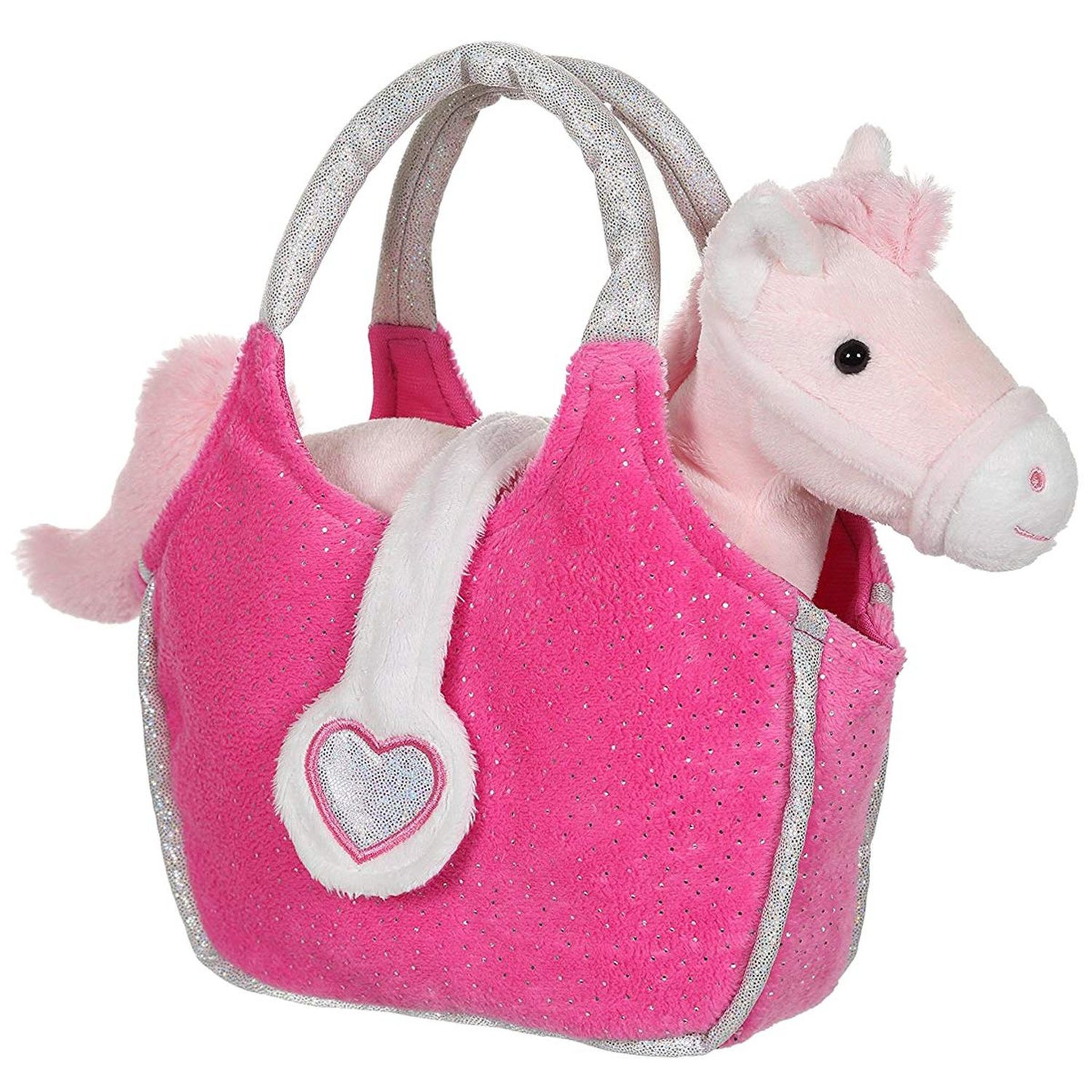 Voir la diapositive 1 : GIPSY Lovely Bag 20 cm - Poney blanc et rose - sac rose