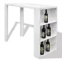 VIDAXL Table de bar MDF avec casier a bouteilles Blanc haut brillance