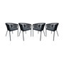 Voir la diapositive 1 : SWEEEK Lot de 4 fauteuils de jardin en corde noire et acier galvanisé. coussin gris