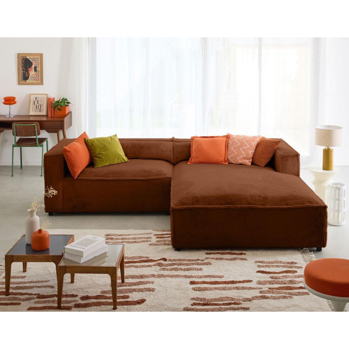 LISA DESIGN Ela - canapé d'angle droit 4 places - en fausse fourrure