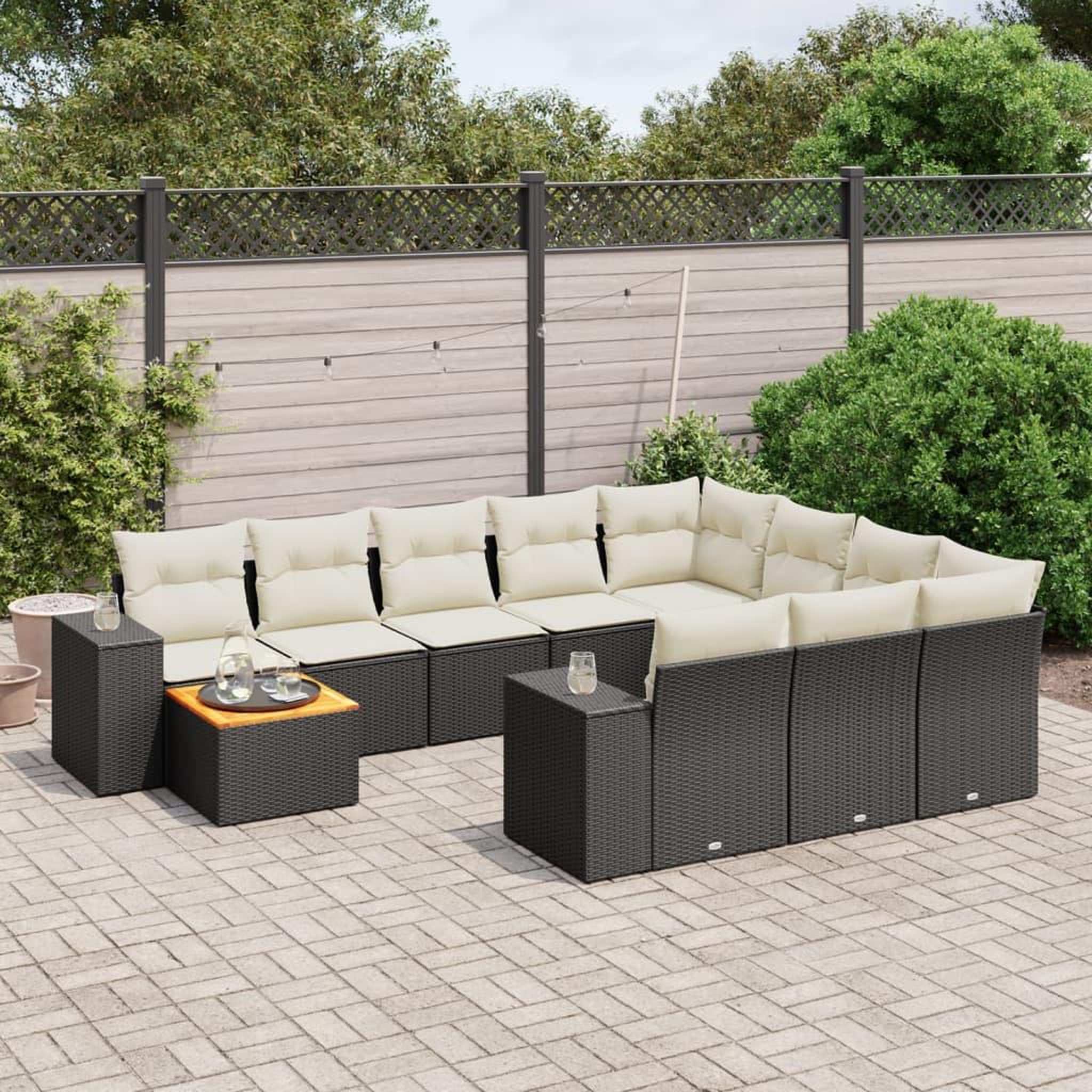 VIDAXL Salon de jardin 11 pcs avec coussins noir resine tressee