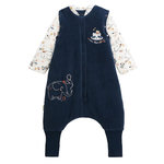 Petit Béguin Turbulette d'hiver en velours avec pieds retroussables et manches amovibles Cirque d'automne. Coloris disponibles : Bleu