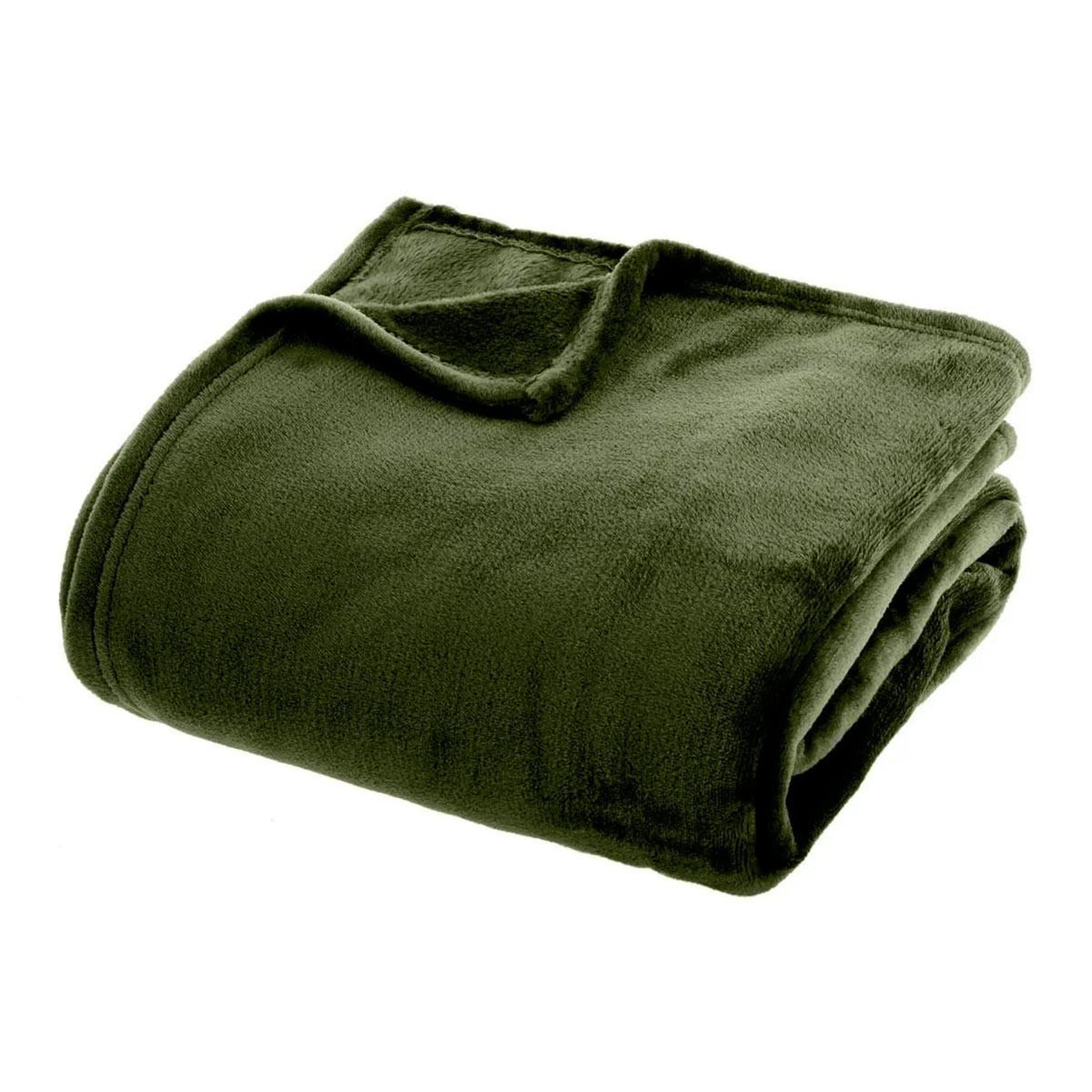 ATMOSPHERA Plaid doux uni  flanel  130x180cm vert kaki