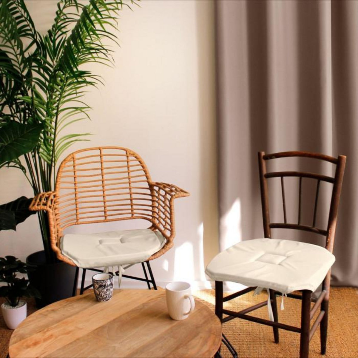 Paris Prix Galette de Chaise Uni  Basic  40x40cm Écru