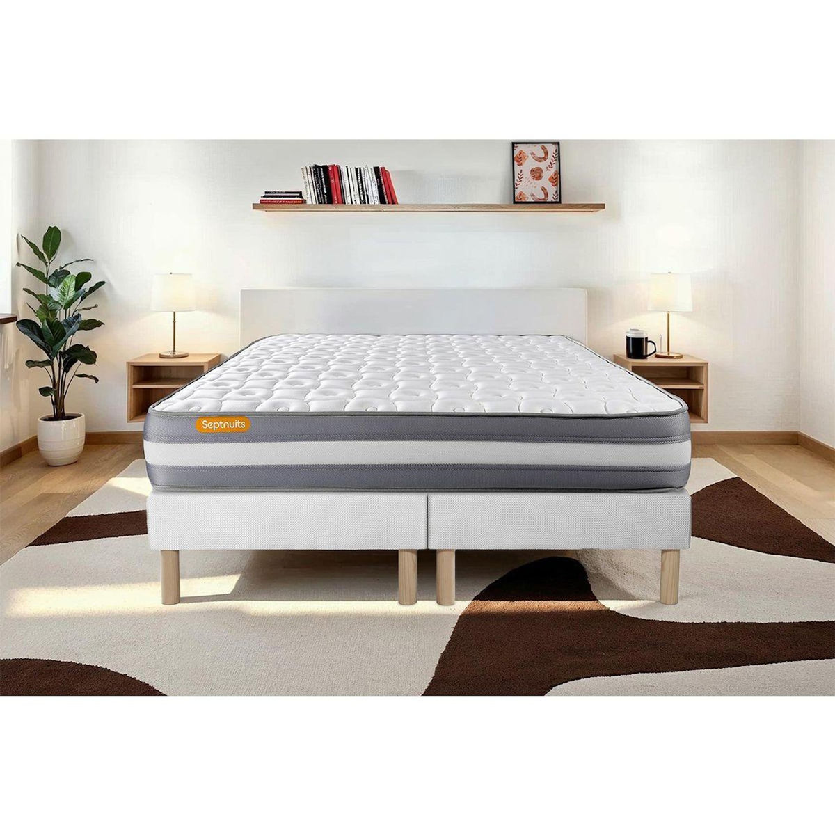SEPTNUITS Matelas + double sommiers Memo Plus Mémoire de forme 3 zones