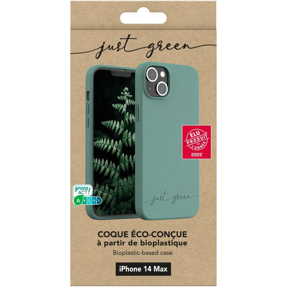 JUST GREEN Coque iPhone 14 Plus Bio vert nuit