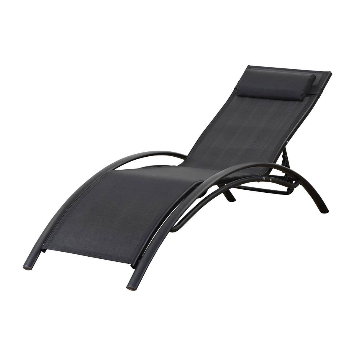 Habitat et Jardin Lot de 2 bains de soleil en aluminium Beauty  Phoenix  Noir